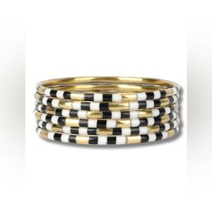 BuDhaGirl Viral Black/Gold/White Veda Bangle Bracelets - Set of 6